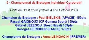 Championnat Individuel golf d’entreprise Bretagne 2003